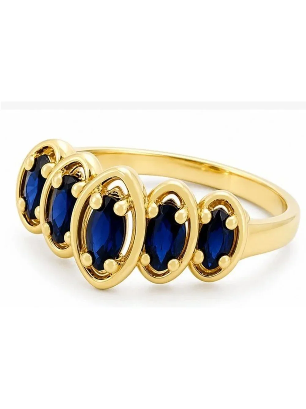 Genuine 0.75 Cts Blue Sapphire Ring 14k Yellow Gold